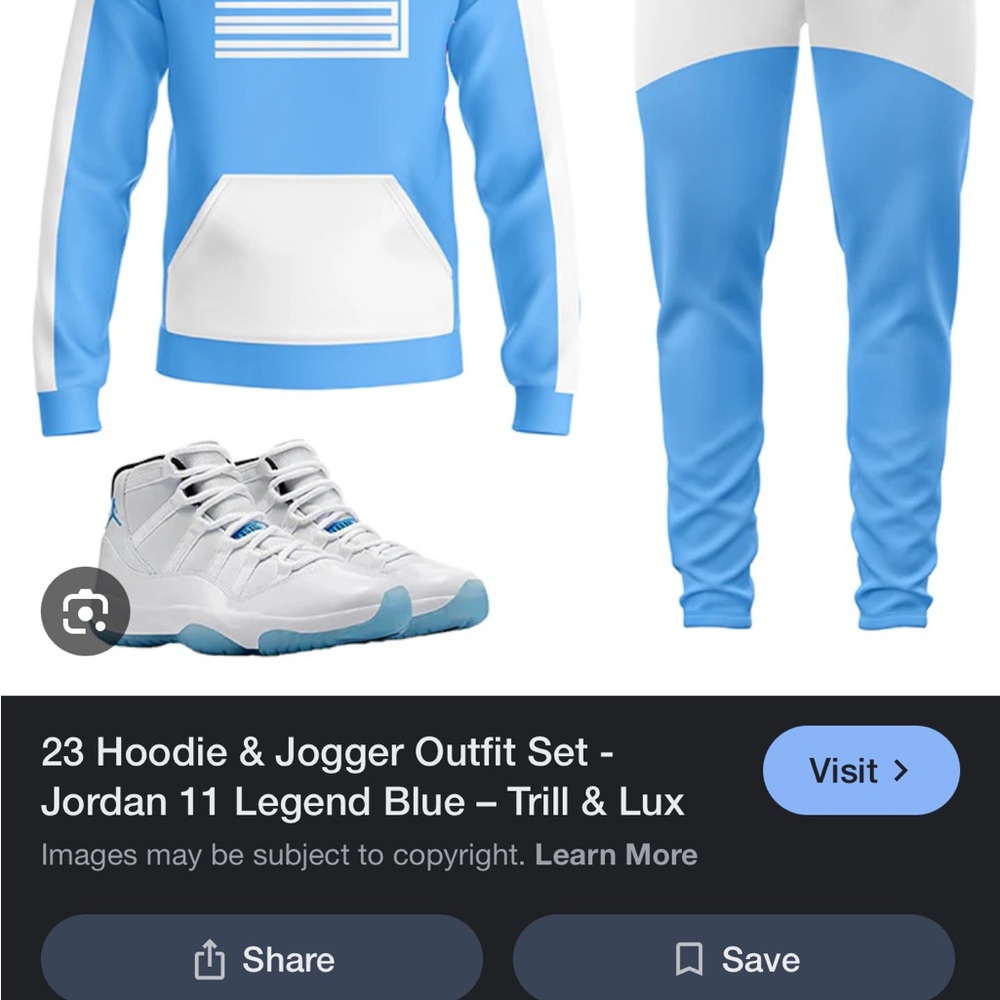 Jordan 11 Legend Blue Hoodie and Jogger Set